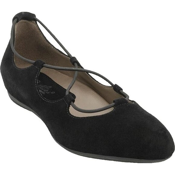 Earthies By Earth Black Ballerina Sneakers Women's 8B Suede Ballet Flats ESSEN - Picture 1 of 5